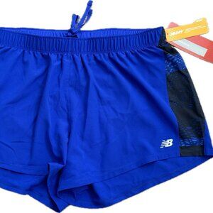 Women's New Balance NBDRY bold blue running shorts, size L